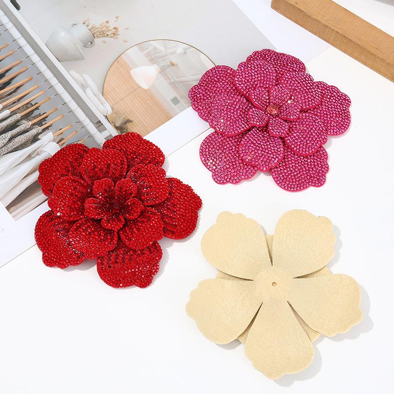 Embellish Craft - 1개입 3D 카멜리아 라인스톤 꽃 패치