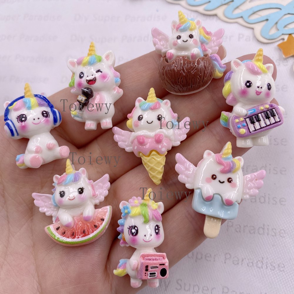 Christmas Craft Embellishment - 10개 레진 화려한 만화 무지개 음악